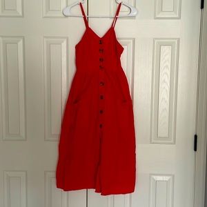 Red dress with pockets
